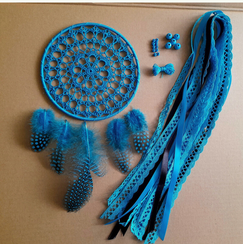Lapač snů tmavý TYRKYS - sada k sestavení (15 cm)  - kopie